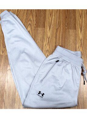 UNDER ARMOUR JOGGERS Mens POLYESTER PANTS GRAY & BLACK MEDIUM, M